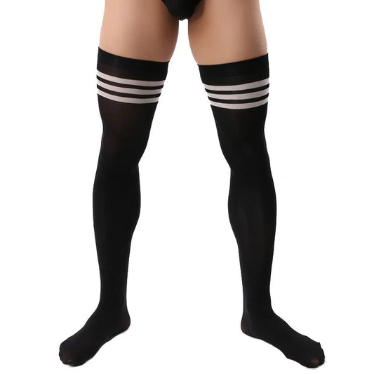 Striped Black Tube Sports Socks