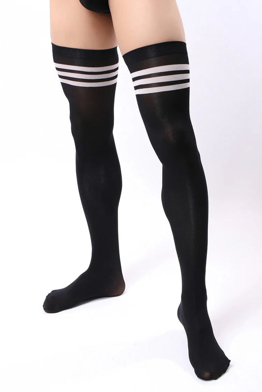 Striped Black Tube Sports Socks