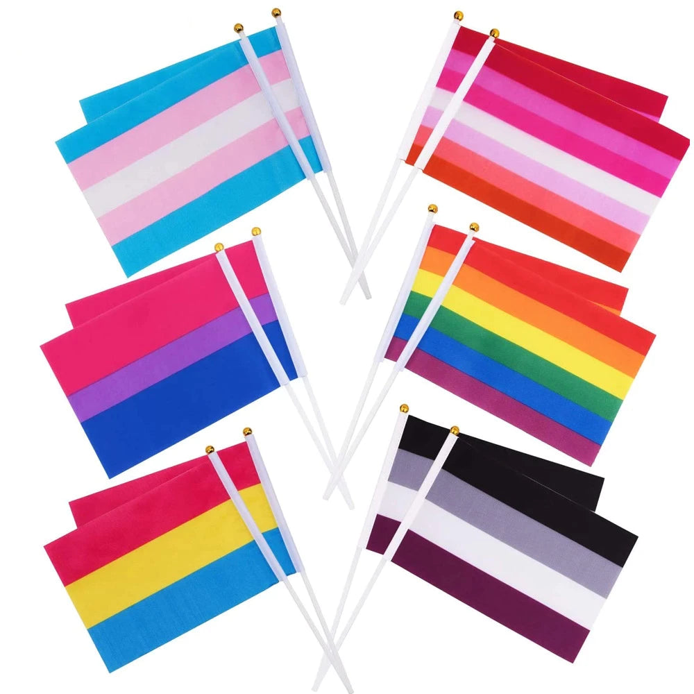 10 Pack of Small Flags - Gay, Bisexual, Trans, Lesbian, Pansexual, Asexual - Gays+ Store