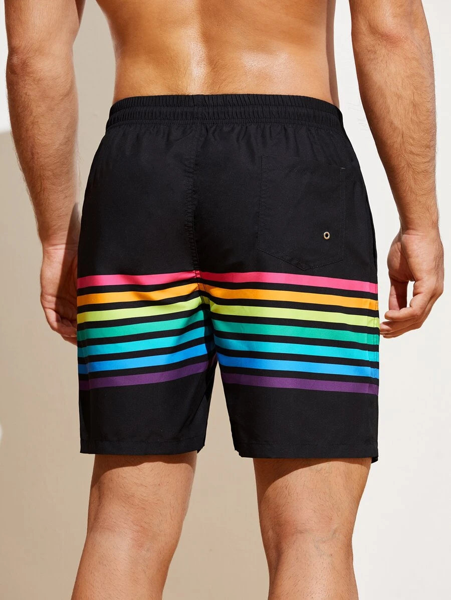 Rainbow Stripe Swim Trunks - 39.99 with free shipping on Gays+ Store 