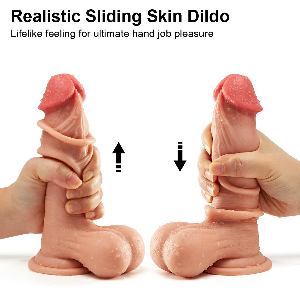 8 inch realistic dildo with real foreskin