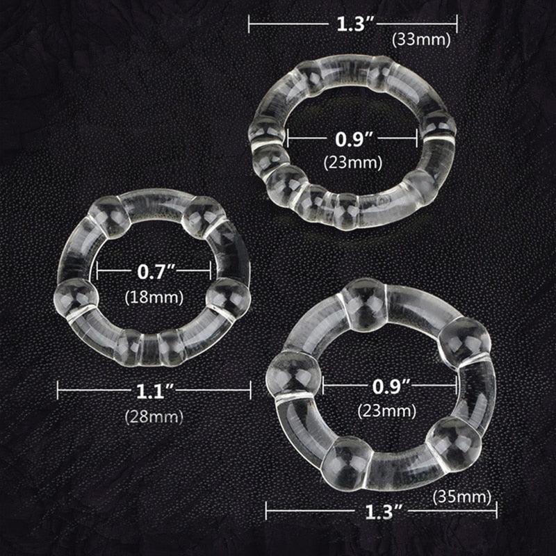 Clear Cock Rings (3 Pack) - Gays+ Store