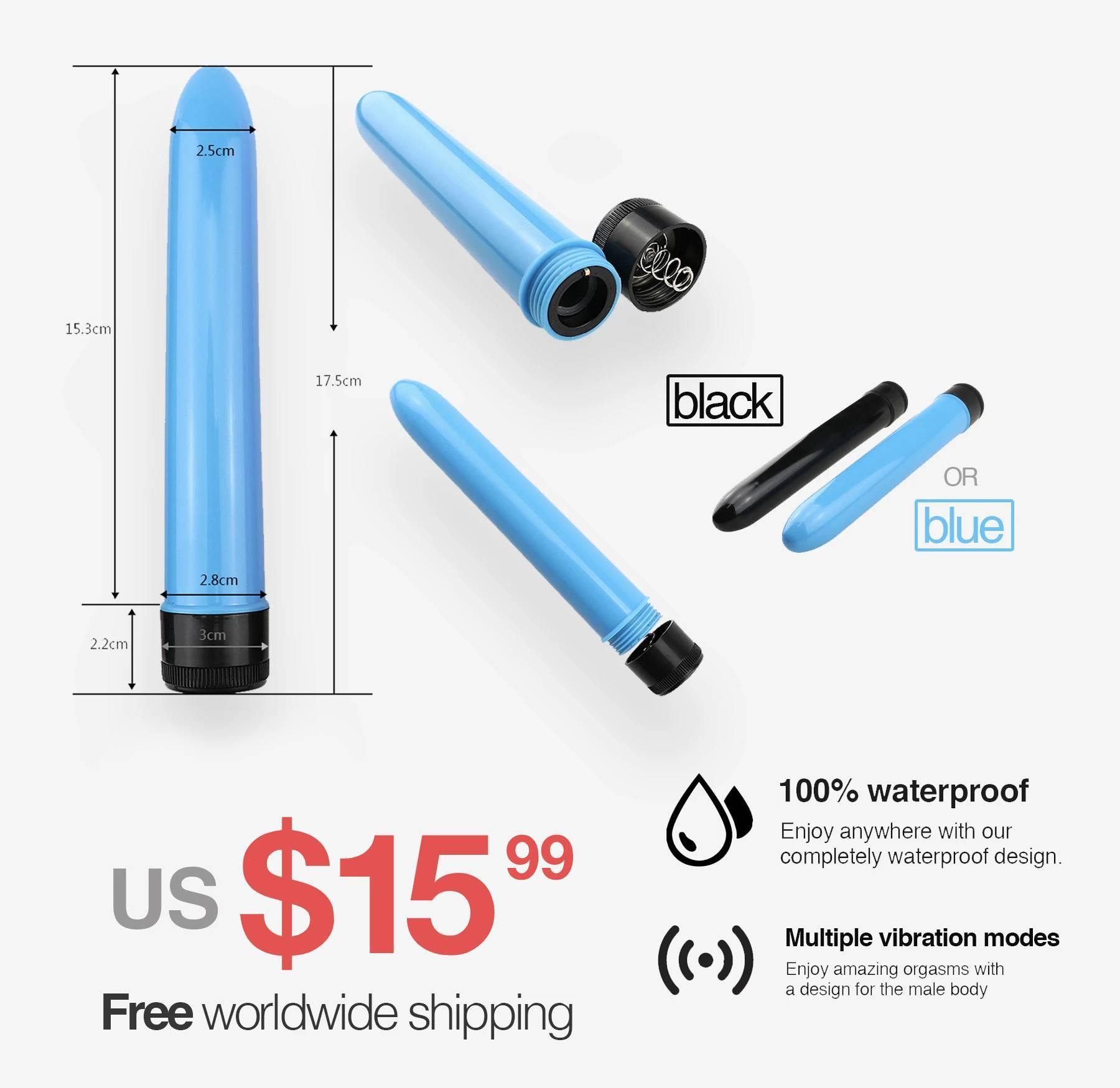 7 Inch Blue/Black Vibrator - Gays+ Store