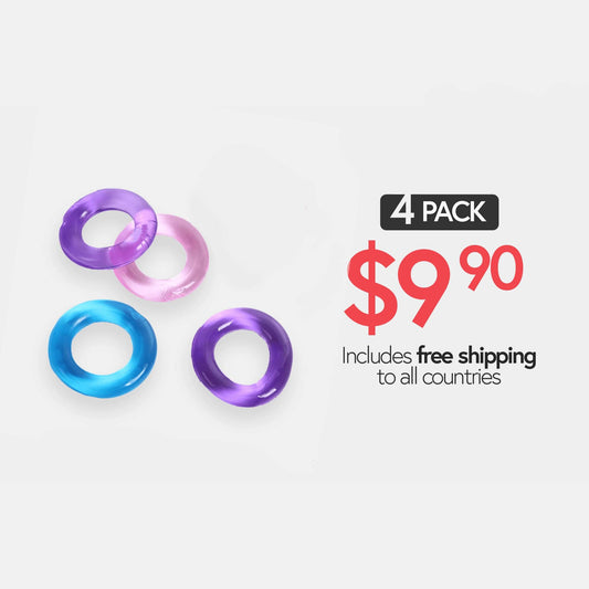 Multi-Colored Cock Rings (4 Pack) - 9.90 with free shipping on Gays+ Store 