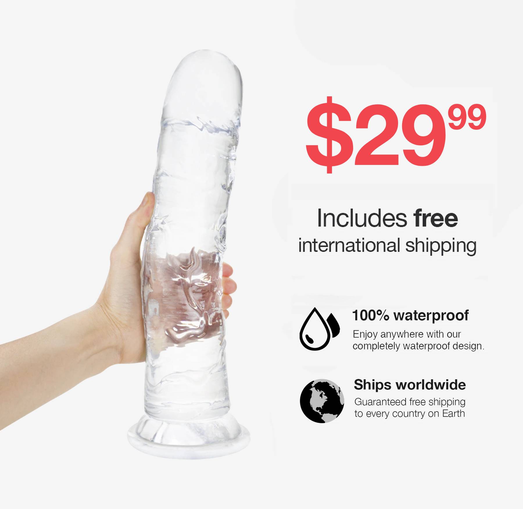 Huge Clear Ice Dildo - 29.99 with free shipping on Gays+ Store 