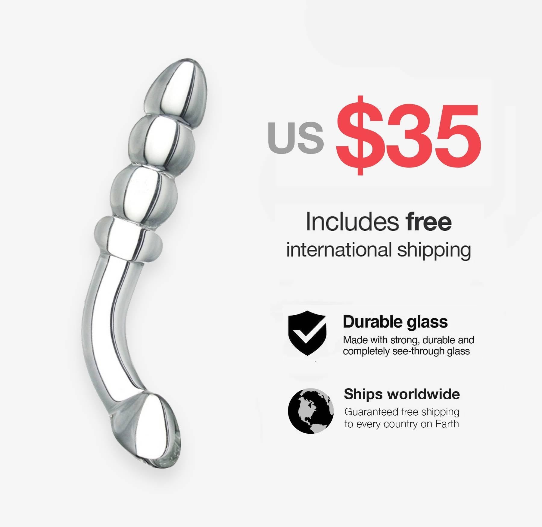 7.7 Inch Curved Glass Dildo - Gays+ Store