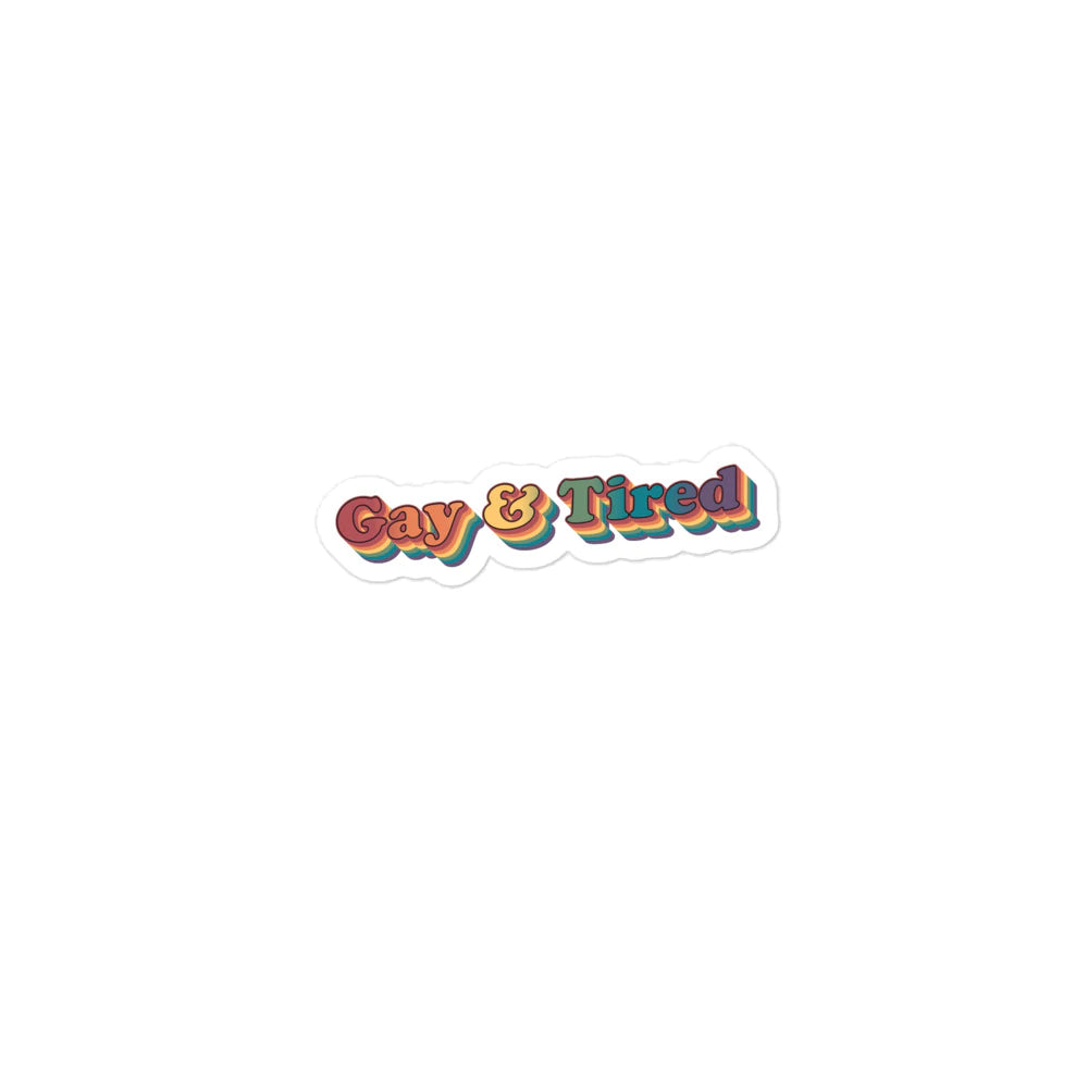 Retro Gay And Tired Sticker - 9.00 with free shipping on Gays+ Store 