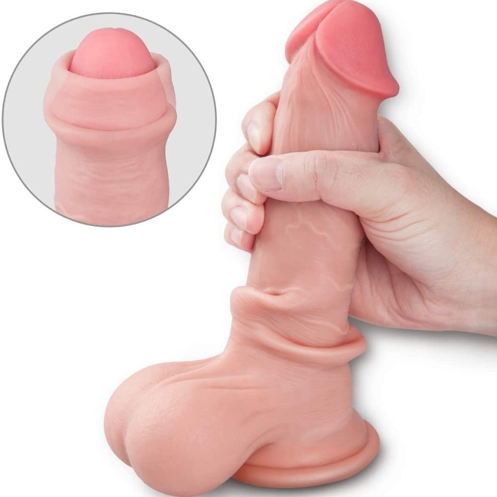 8 inch dildo with foreskin