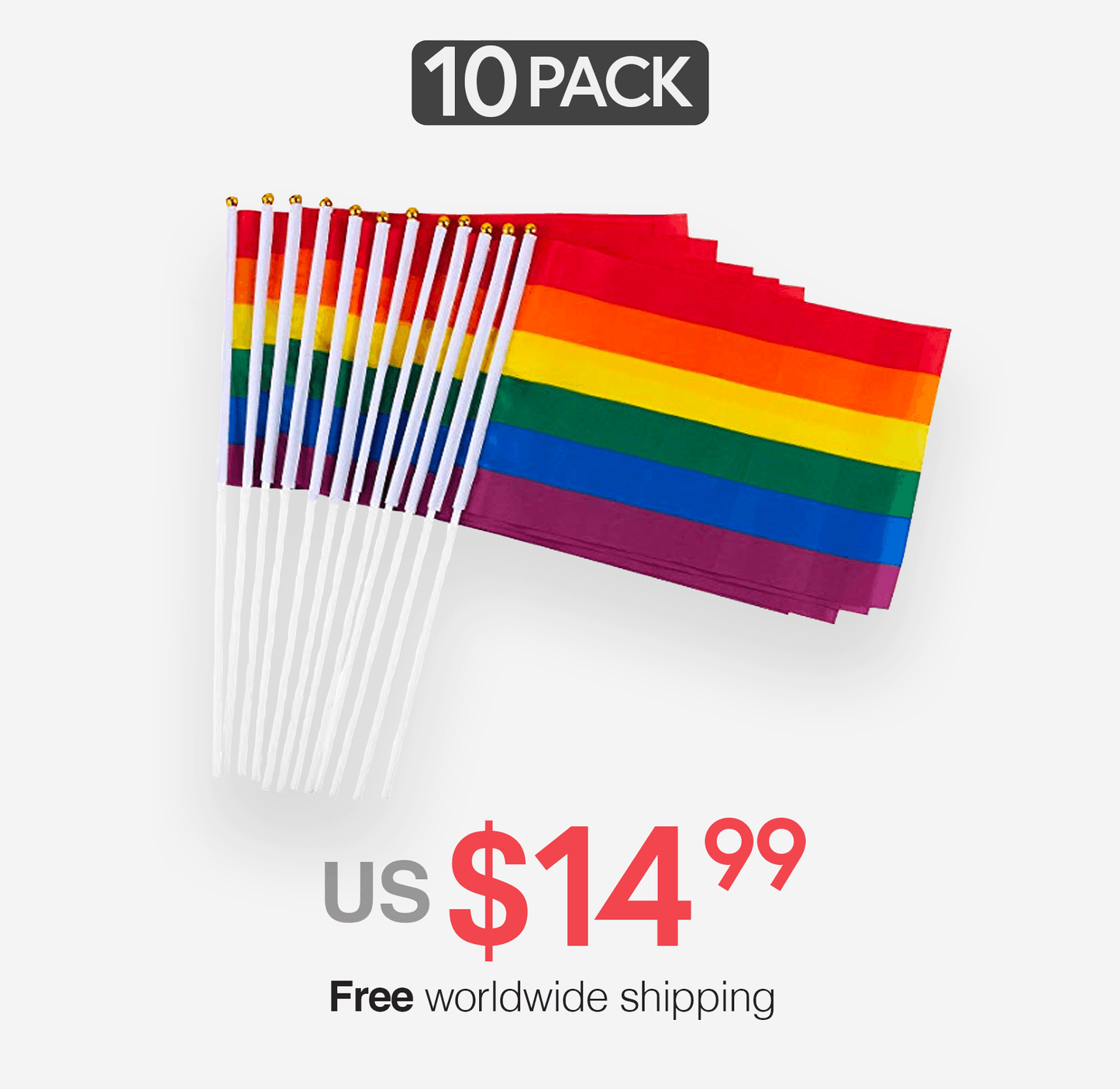 10 Pack of Small Pride Flags - Gays+ Store