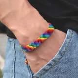 Hand Braided Gay Pride Bracelet – photo 3