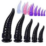 Ribbed tentacle dildos in five sizes, black, purple, pink and clear – photo 1