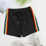 Rainbow Striped Shorts with Drawstrings – photo 1