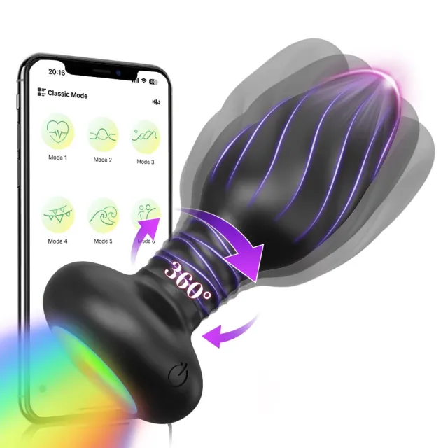 360° Rotating LED Butt Plug with App Control