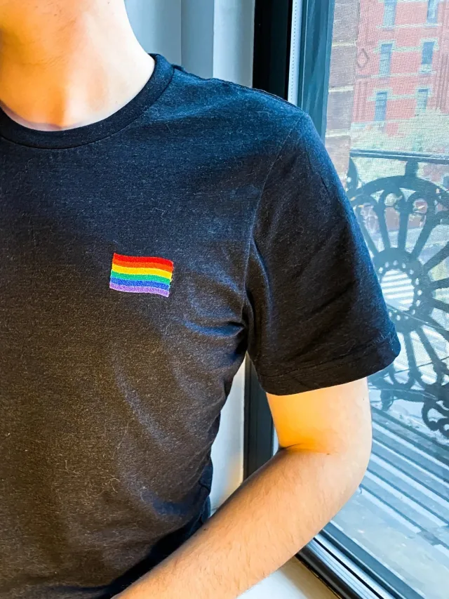 Gay Flag Embroidered Shirt