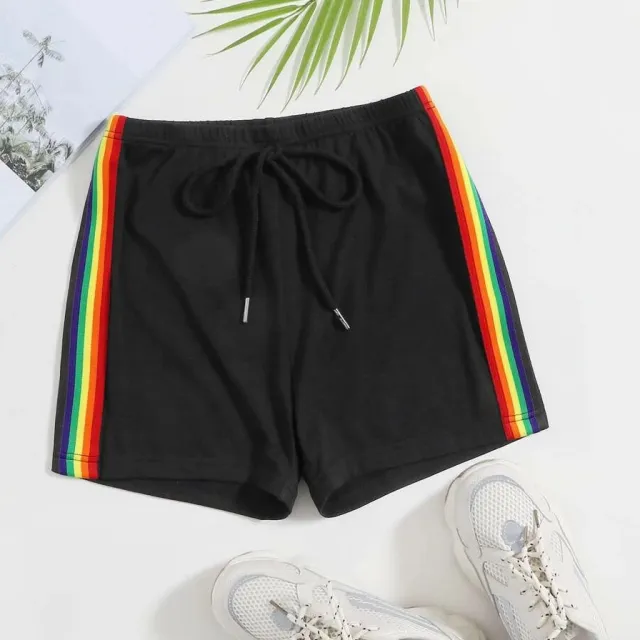 Rainbow Striped Shorts with Drawstrings